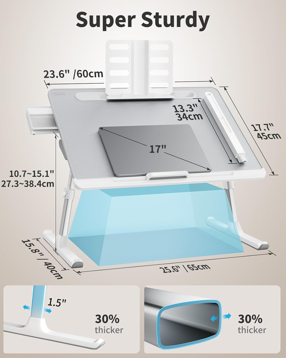 Laptop Bed Tray Desk with LED Desk Lamp